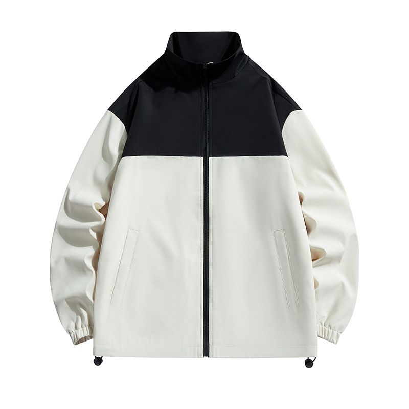 Jacket autumn casual high-end sense contrasting color trendy brand handsome stand up collar versatile jacket top men's_voghion.com