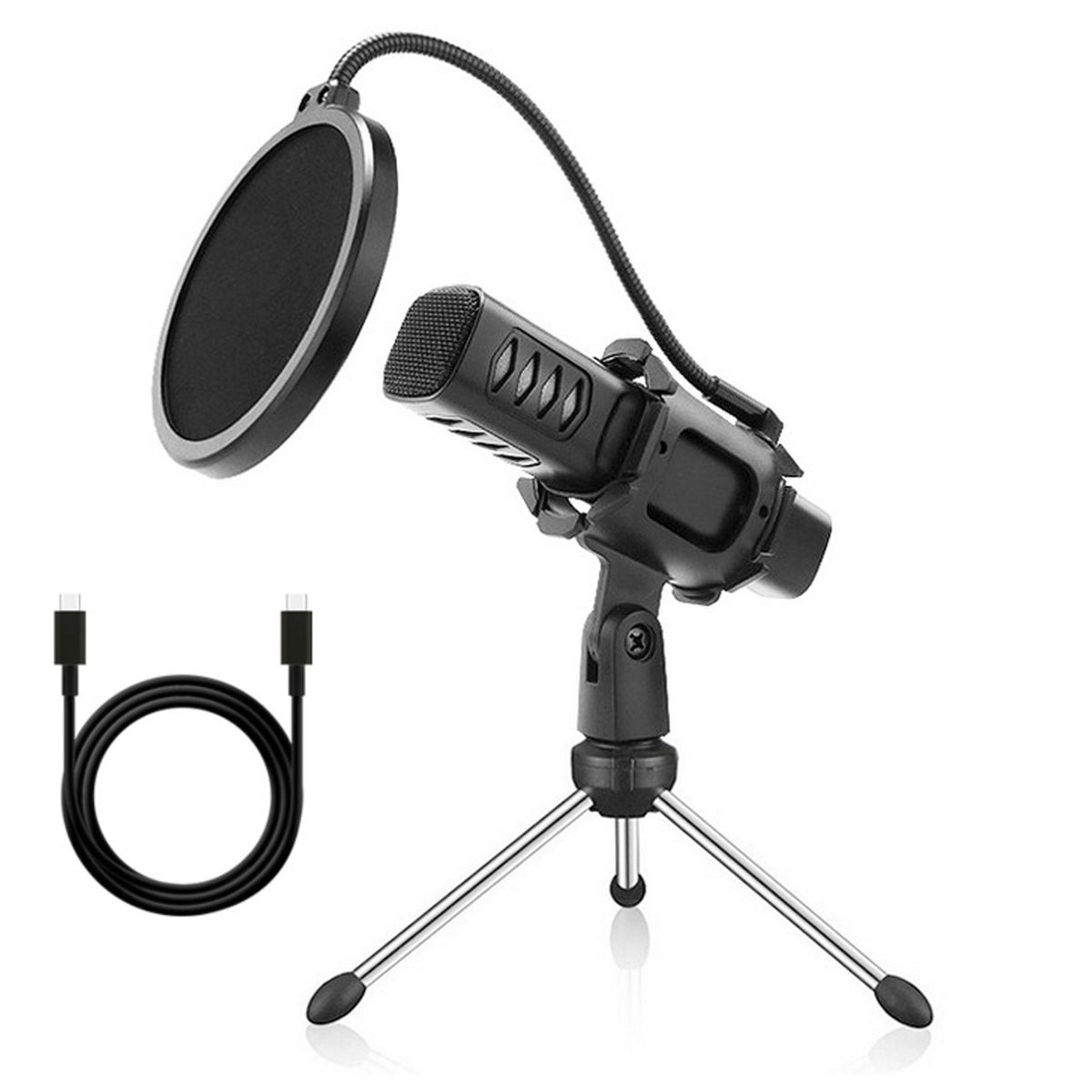 USB-Kondensator-Kit 48 kHz PC-Mikrofon mit Typ-C-Schnittstellenstativ für die Aufnahme von Spielen, YouTube-Streaming und Gesang_voghion.com