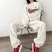 Vintage-Inspired Women's Casual Tracksuit Set - Loose Fit Hoodie & Jogger Pants, Comfortable Polyester Fabric, 3D Print Design, S-XXL (Grey)_voghion.com