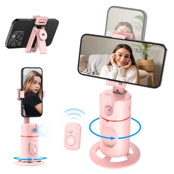 Selfieshow P02 Gimbal 360 Rotation AI Automatic Tracking Shooting Stabilizer Detachable Phone Clip Mini Selfie Stick_voghion.com
