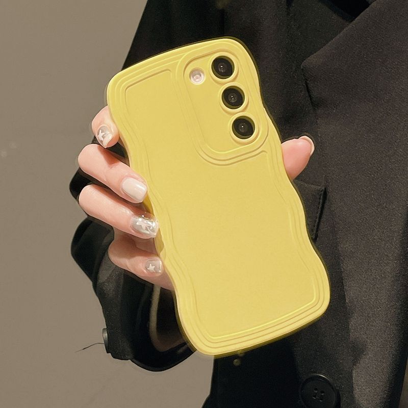 Funda de lujo con borde ondulado para Samsung Galaxy S23 S22 Ultra S21 S20 FE Plus A53 A52 A23 A14 A34 A54 A33 A32 5G, funda suave de Color caramelo_voghion.com