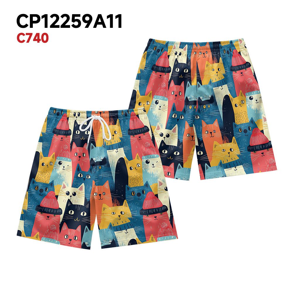 Unbeatable Quality New Men's Fitness Running Sports Basketball With Creative Cat Print Pattern Beach Shorts_voghion.com