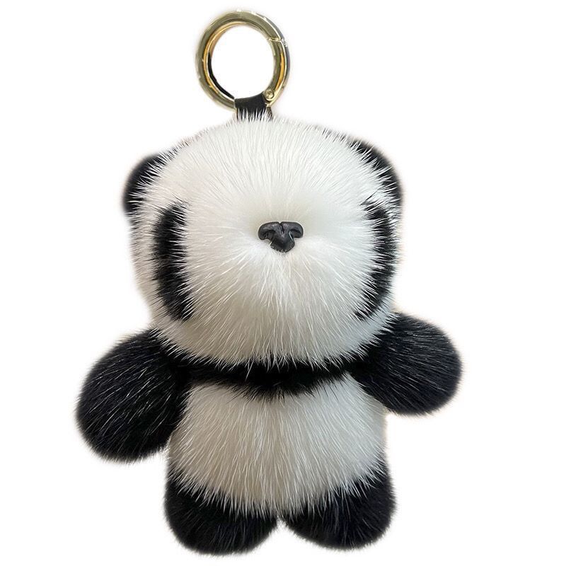 Carino Panda Fiore Bambola Peluche Portachiavi Visone Capelli Borsa Ciondolo Mini Panda Bambola_voghion.com