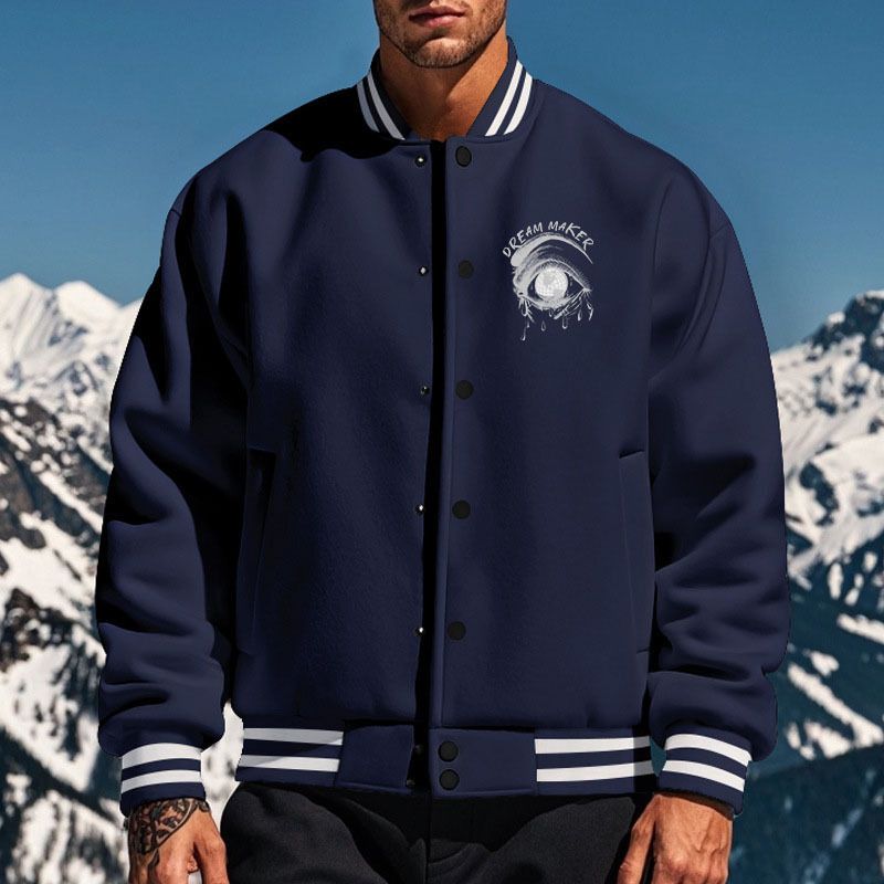 Herrenbekleidung 25 Jahre japanische grenzüberschreitende Herren-Baseballjacke Herbst- und Winterfleece im amerikanischen Stil, einfarbig, lockere Fliegerjacke_voghion.com