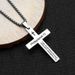 Cross Titanium Steel Pendant Personality Men's Unisex Style Long Sweater Chain Necklace Accessory_voghion.com