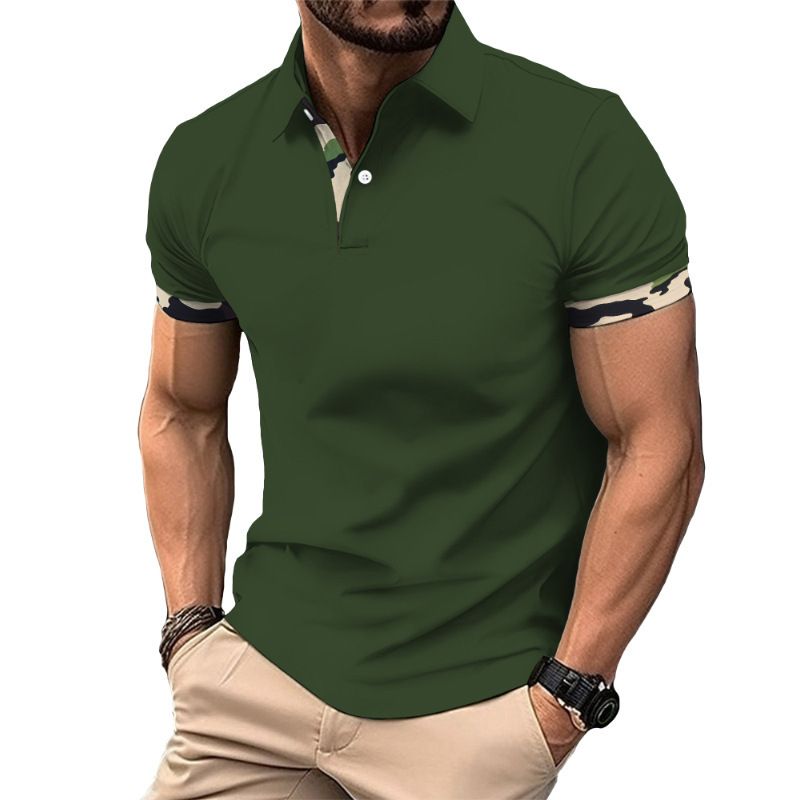 Yeni Golf Kısa Kollu Mektup Baskılı Polo Düz Renk 3D Grafik Üç Düğmeli POLO Gömlek_voghion.com