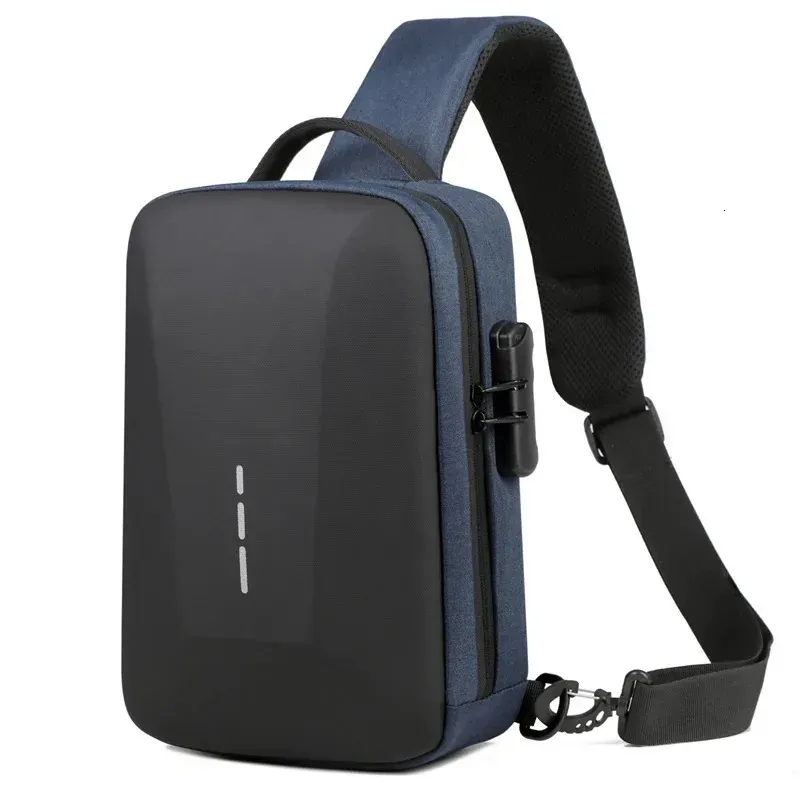 Antitheft Combination Lock Chest Packs With USB Charging Port Fashion Business Mens Crossbody Bag Travel Storage_voghion.com