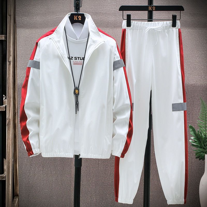 Traje deportivo con cremallera frontal y tiras laterales para hombre, traje de dos piezas personalizado, trajes para correr informales, los últimos diseños_voghion.com