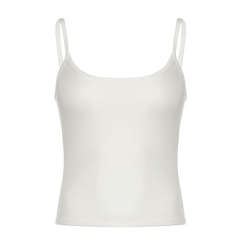Dehnbares Basic-Camisole-Top für Damen – Sexy Slim Fit Tanktop aus reiner Milchseide in reiner Farbe für Frauen_voghion.com
