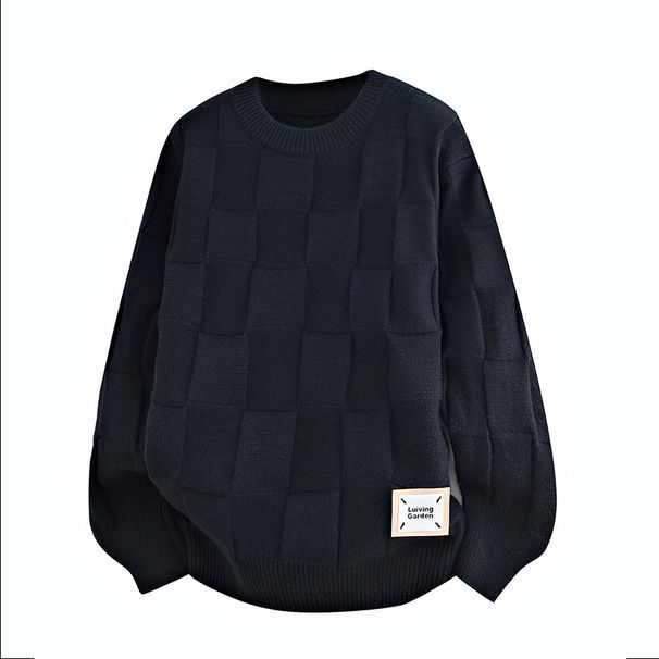 Maglione unisex oversize in maglia, morbido, girocollo, casual, tinta unita, caldo, invernale, per uomo e donna._voghion.com