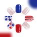 Lyhyt, kirkas, punainen ja sininen, kimaltelevan raidallinen kynsikoristelu, Amerikan itsenäisyyspäivän viisisakarainen tähti, ulkomaankaupan kynsikoristelu, 24 kpl_voghion.com