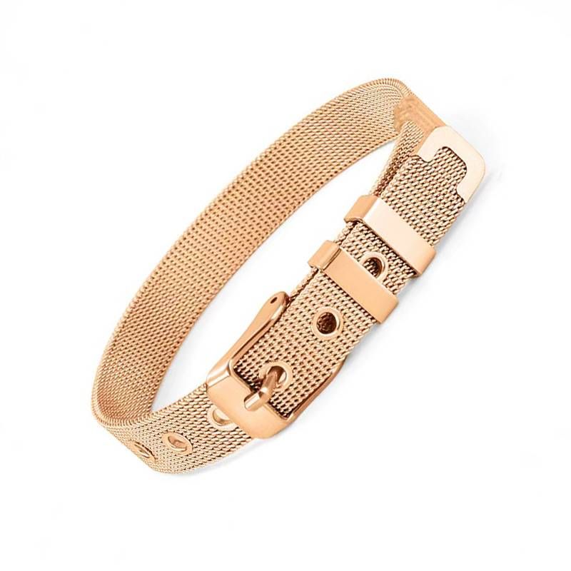 Correa de reloj de acero inoxidable, pulsera con hebilla de acero de titanio, atmósfera sencilla, moda de mujer para oficina, correa de reloj, accesorios de reloj Diy_voghion.com