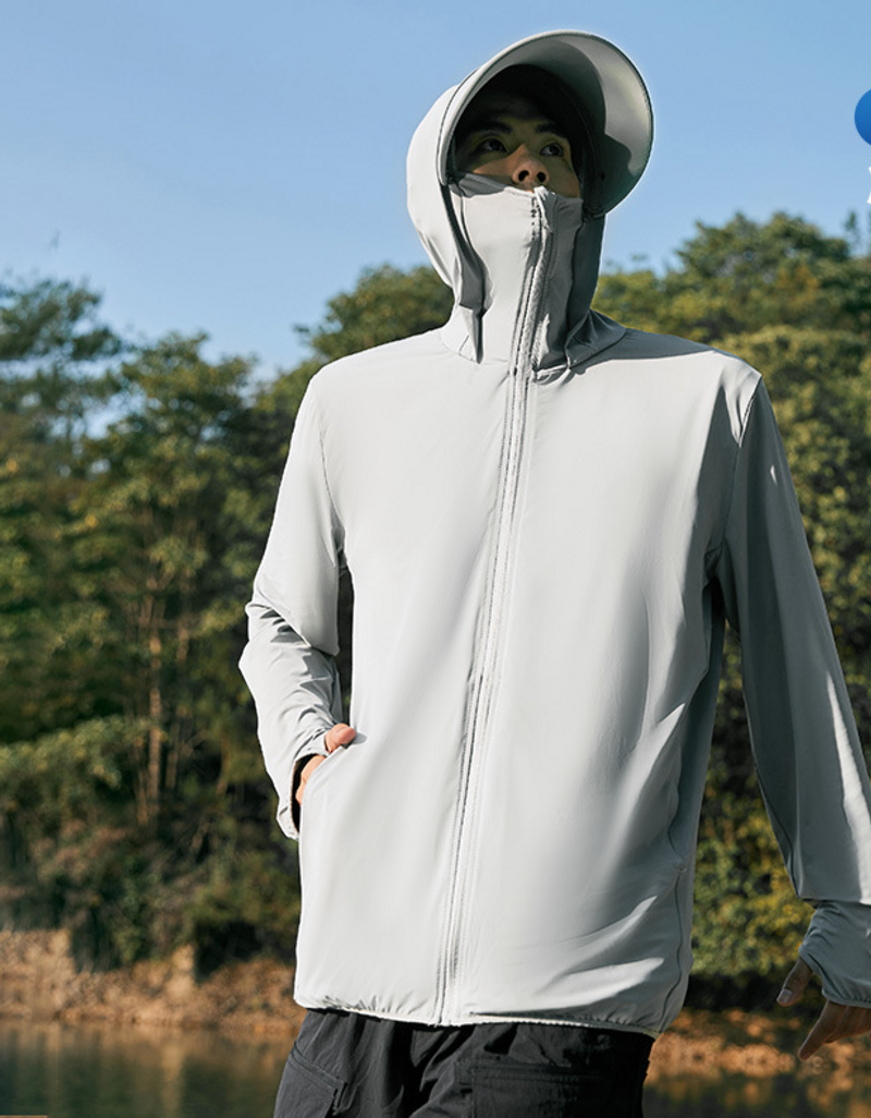 UPF50+ outdoor sun protection clothing men's summer anti-ultraviolet ice silk cool hooded fishing thin sun protection clothing_voghion.com