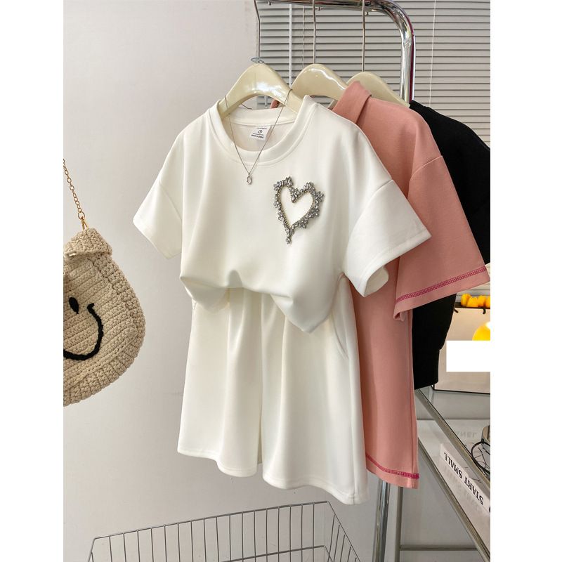 Damenbekleidung weiße lässige Sportanzüge für Damen im Sommer High-End-Mode Kurzarm-Shorts zweiteilige Anzüge_voghion.com