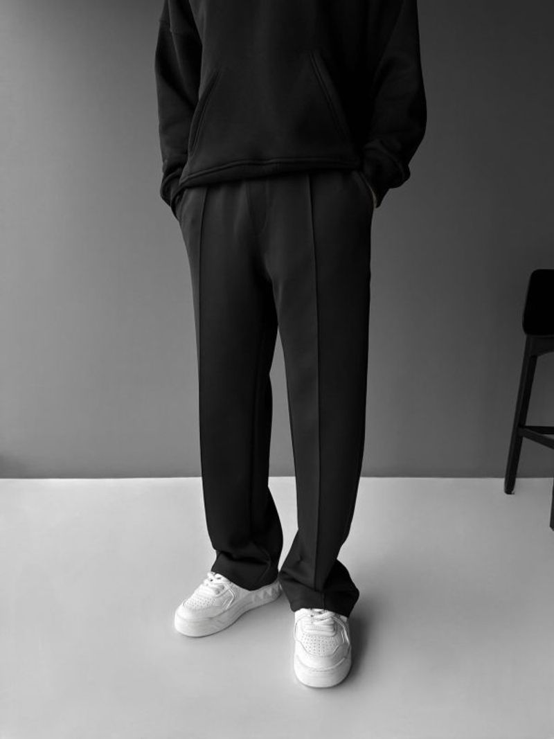 Men's Casual Loose Wide Leg Cross Print Long Pants_voghion.com
