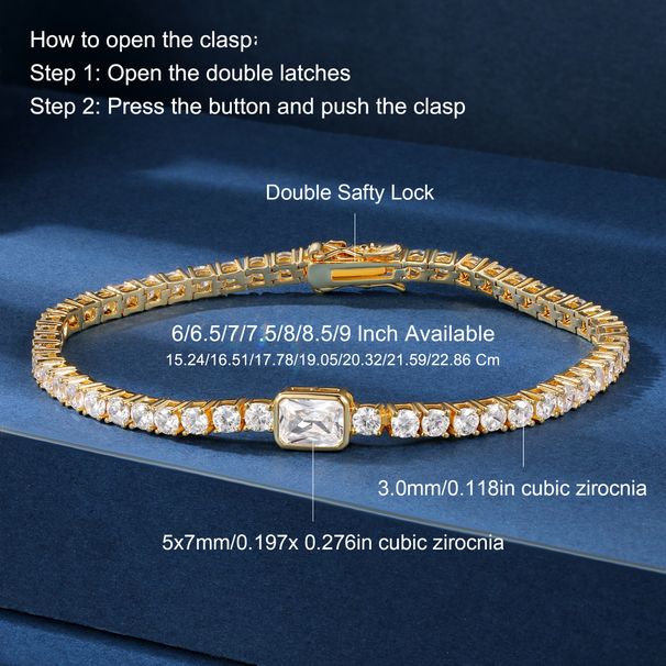 Tennisarmband für Damen mit Zirkonia-Steinen, verstellbarer Achterverschluss, elegantes und stilvolles Unisex-Design für den Alltag oder als Geschenk_voghion.com