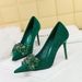 Banquet High Heels Women's with Thin Heels, Suede, Shallow Mouth, Pointed Water Diamond Bow Single Shoes_voghion.com