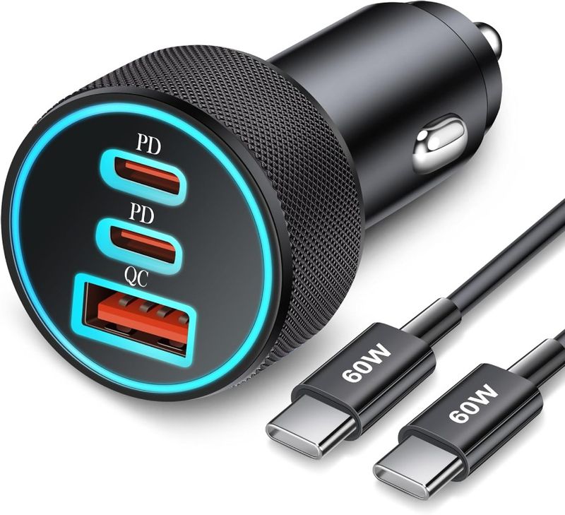 67 W-os 3 portos ultragyors C típusú autós töltő USB-C Samsung Galaxy S25 S24 S23 S22 S21 Ultra A54 A53 A15, iPhone 16/15 Pro Max, Android készülékekhez, PD/QC autós adapter_voghion.com