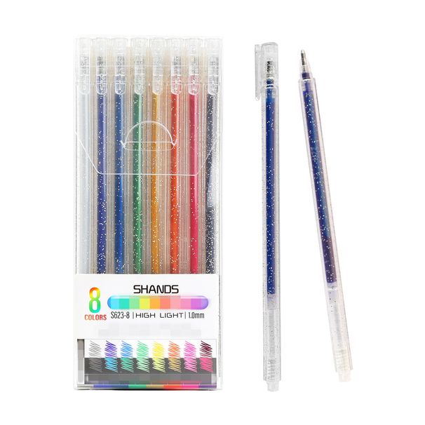 12-farbiges Glitzer-Gelstifte-Set – sanftes Schreiben, rutschfester Griff, leuchtende Farben für Tagebücher, selbstgemachte Karten, Scrapbooking und Urlaubsbasteleien_voghion.com