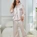 Simulation Seidenpyjamas Damen Herbst und Winter Langarm-Pyjamahose Homewear-Set kann draußen getragen werden_voghion.com