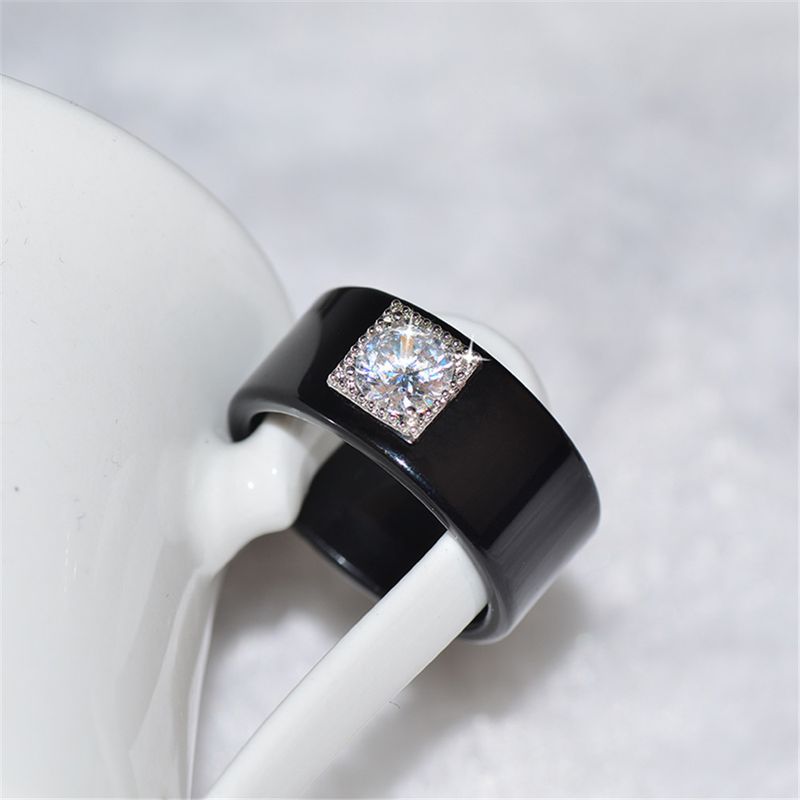 Stilvoller und schlichter, diamantbesetzter Paarring mit Temperament, Hochzeitsgeschenk_voghion.com