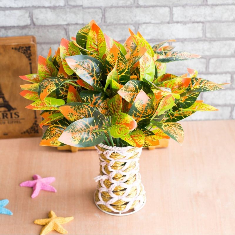 Plant wall materials Engineering green leaf 7-fork small maple leaf red maple leaf artificial flower indoor plant wall materials_voghion.com