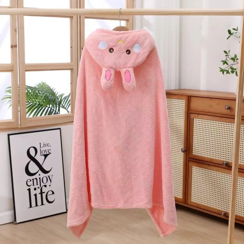 Bebekler, Küçük Çocuklar ve Yürümeye Başlayan Çocuklar İçin Mercan Polar Kapüşonlu Pelerin Banyo Havlusu / Bornoz - Emici, Hızlı Kuruyan ve Yumuşak_voghion.com