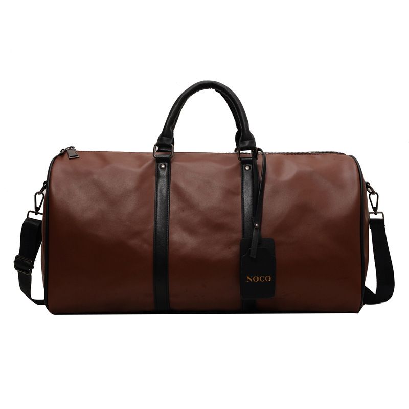 Neue Reisetasche für Herren aus PU-Leder, zylinderförmige, wasserdichte Handtasche, große Kapazität, Flugzeuggepäcktasche, Sport-Fitnesstasche_voghion.com