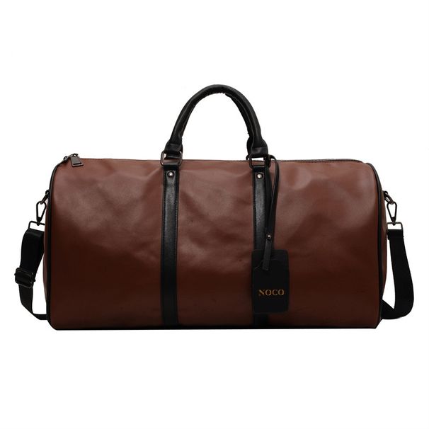 Neue Reisetasche für Herren aus PU-Leder, zylinderförmige, wasserdichte Handtasche, große Kapazität, Flugzeuggepäcktasche, Sport-Fitnesstasche_voghion.com