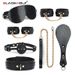 BLACKWOLF BDSM Sets Bondage Leather Set For Restraint Fetish Handcuffs Collar Gag Whip Erotic Accessories Couples Adult_voghion.com