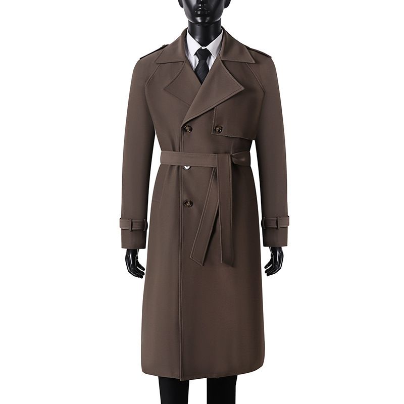 Men's Clothing style lapel long large size loose jacket men's windbreaker men's style high end sense of cool knee length shoulder pad coat_voghion.com