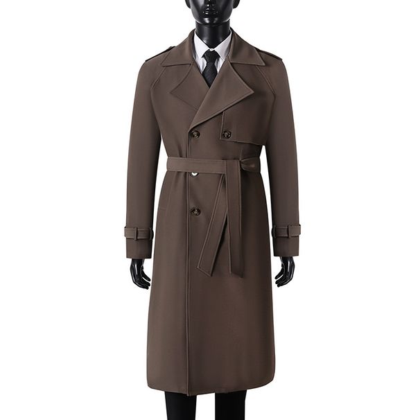 Men's Clothing style lapel long large size loose jacket men's windbreaker men's style high end sense of cool knee length shoulder pad coat_voghion.com