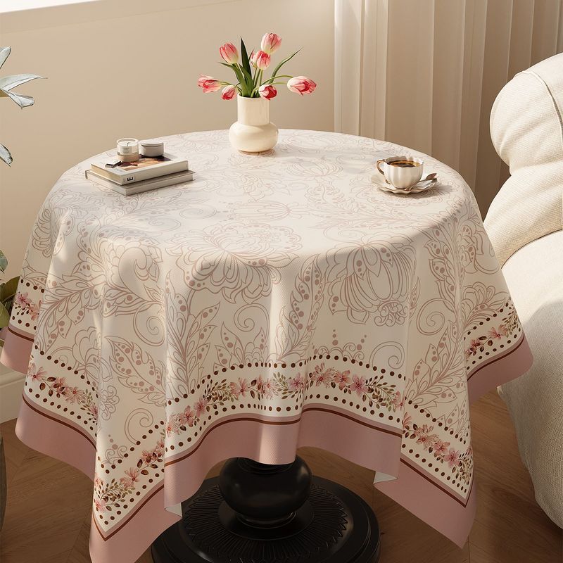 American Style Atmosphere Small Tablecloth Waterproof Oilproof Wash-Free Round Coffee Table Cover High-End Warmth_voghion.com