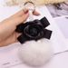 Korean Creative Bowknot Camellia Keychain Bag Pendant Women's Fox Fur Ball Key Ring Fashion Accessory_voghion.com