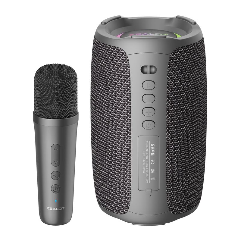 S61M RGB Rhythmic Light Karaoke trådløs højttaler, stil: Enkelt mikrofon (sort)_voghion.com