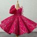 Kinderkleidung Kinder Rose Red Kleid Unregelmäßiges Design Prinzessin Kleid Pailletten Tutu Performance Kostüm_voghion.com