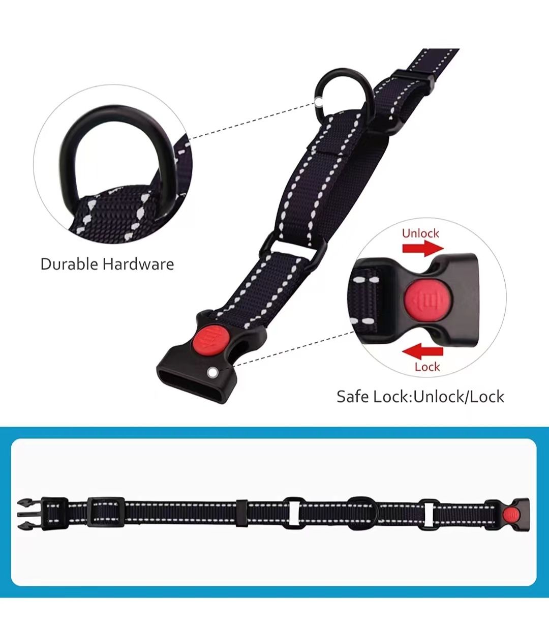 Pet Supplies Nylon Adjustable Reflective Collar Set Dog Leash_voghion.com