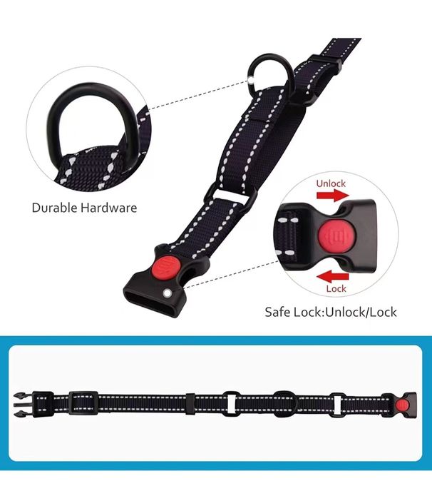 Pet Supplies Nylon Adjustable Reflective Collar Set Dog Leash_voghion.com