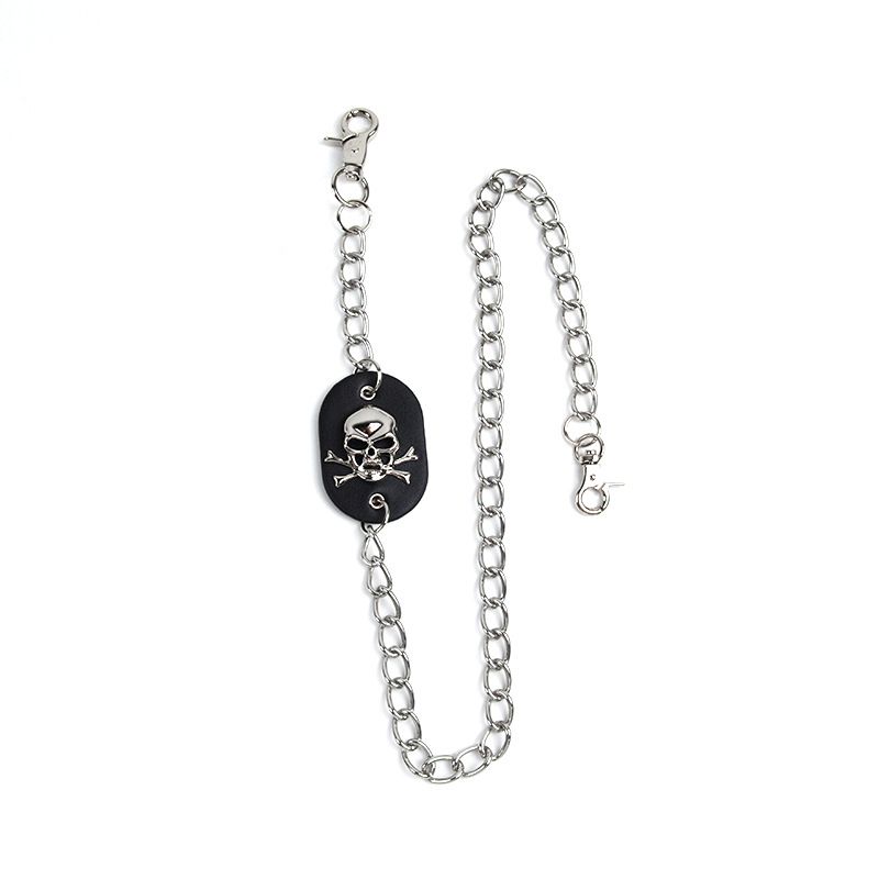 Portafoglio da uomo con teschio, personalizzato, multifunzionale, con catena, antifurto, tendenza all'aperto, corto, retrò_voghion.com