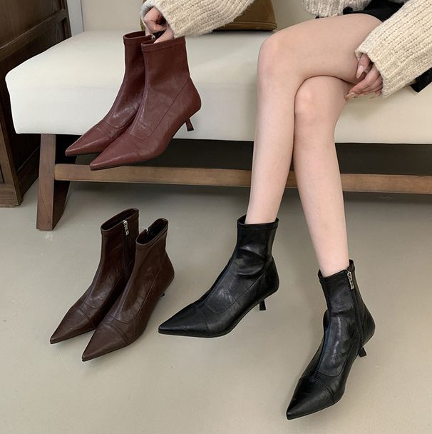 Sharp Pointed Short 2025 Fashionable Autumn And Winter New Women's High Heels Versatile Niche Design Slim Boots_voghion.com
