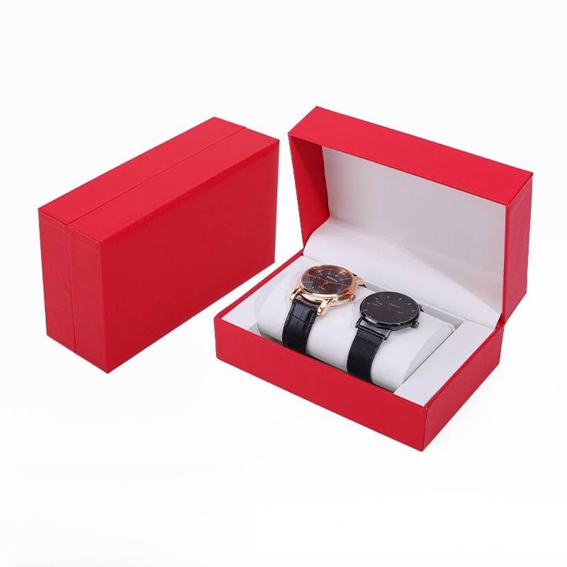 Clamshell PU Watch Lovers Watch Kaklo papuošalas Ring auskarų rinkinys ilga papuošalų laikrodžių dėžutė_voghion.com
