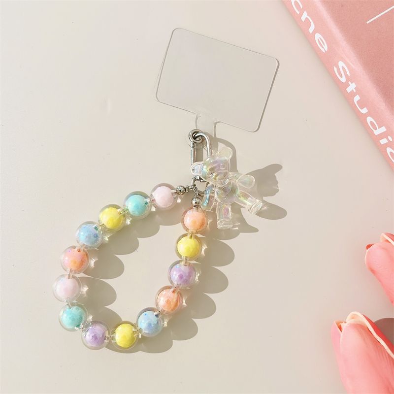 Cute Bear Colorful Cell Phone Chain Cute Lanyard Bracelet for Iphone 14 13 12 11 Pro Max Girl Beads Hanging Clips Keychain Strap_voghion.com