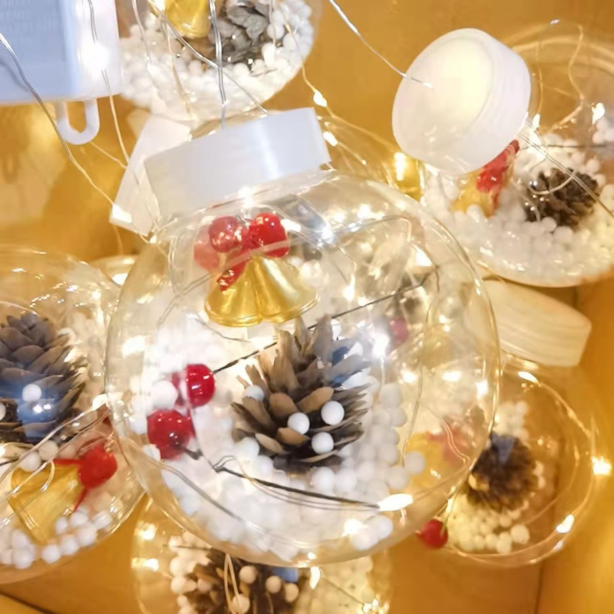 Christmas Decorative LED Fairy Lights With Santa Claus, Snowman & Wishing Ball - 3M Plug-in Curtain Lights For Window, Home & Holiday Decor_voghion.com