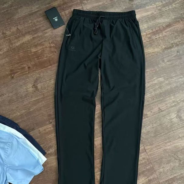 Men's Stylish 2025 New Soft Shell Drawstring Elastic Outdoor Casual Straight Versatile Thin Long Pants_voghion.com