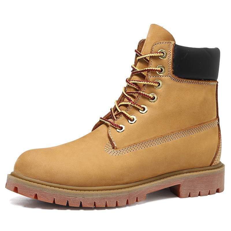 The classic new male rhubarb winter plus fleece boots in middle of the British toog high top men's shoes snow comfort_voghion.com