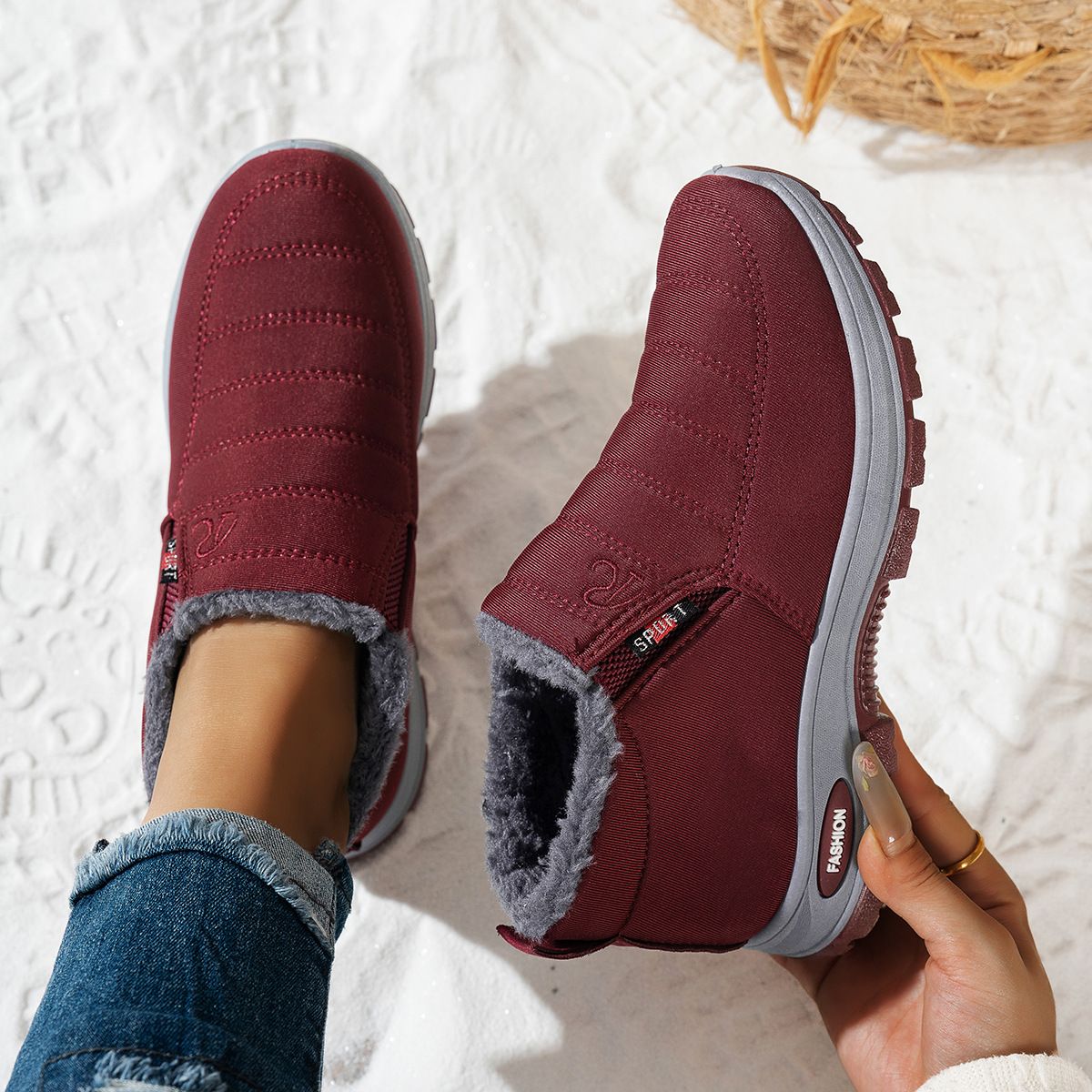 Women's Winter Cotton Shoes - Warm Fleece-Lined Snow Boots For Outdoor Activities, Comfortable & Breathable, Plus Size Available_voghion.com