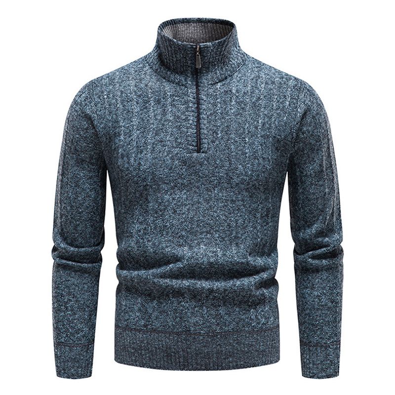 Jachetă bărbătească din fleece, cu guler înalt și pulover simplu, de culoare uni_voghion.com