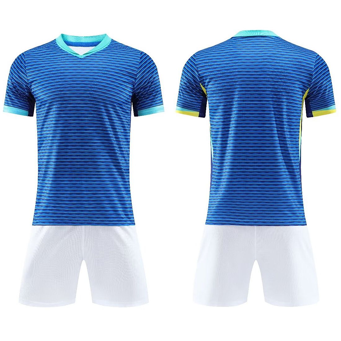 2425 Brazil away bare plate short sleeved adult children's football set team jersey_voghion.com