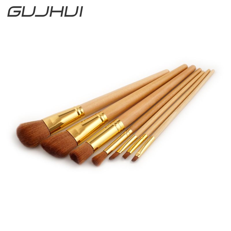7-delige make-upborstelset Beauty Tools Log Make-up Foundationborstelset Borstel Buitenlandse handel GUJHUI_voghion.com