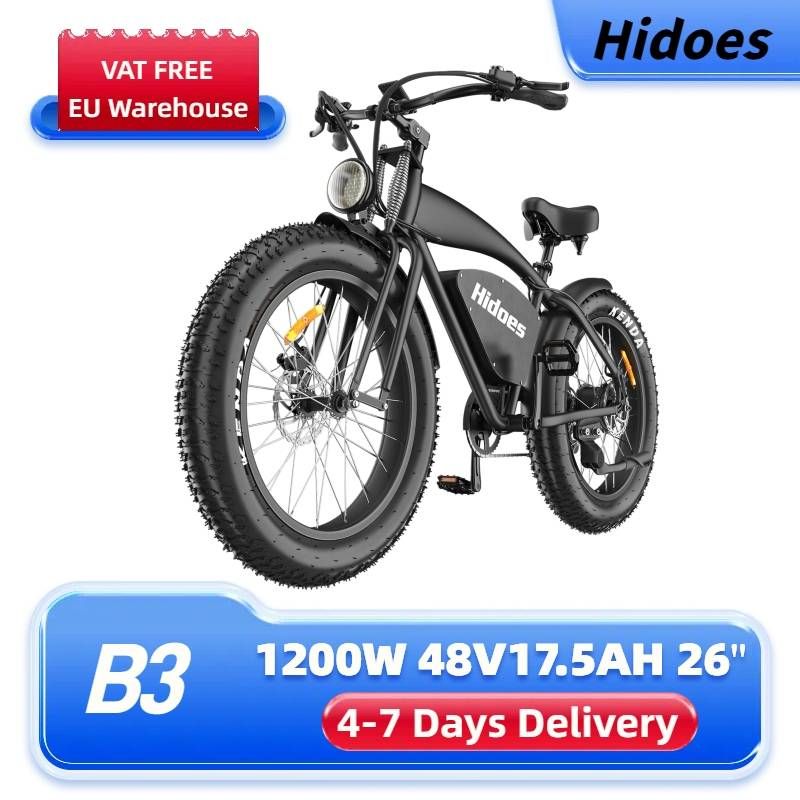 Vélo de montagne électrique Hidoes B3 26 pouces tout-terrain pneus larges 1200 W 48 V 17,5 Ah batterie_voghion.com